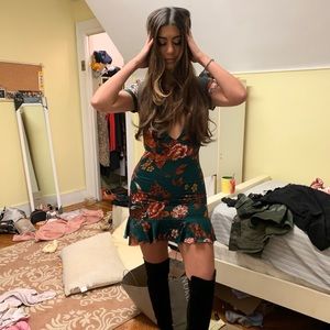 Blue/green floral mini dress